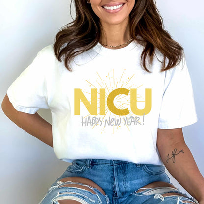 NICU Nurse New Years Shirt Comfort Colors Neonatal ICU Nurse TShirt New NYE Nicu Nurse Tee Poppin Bottles For New Years Nicu Holiday Team