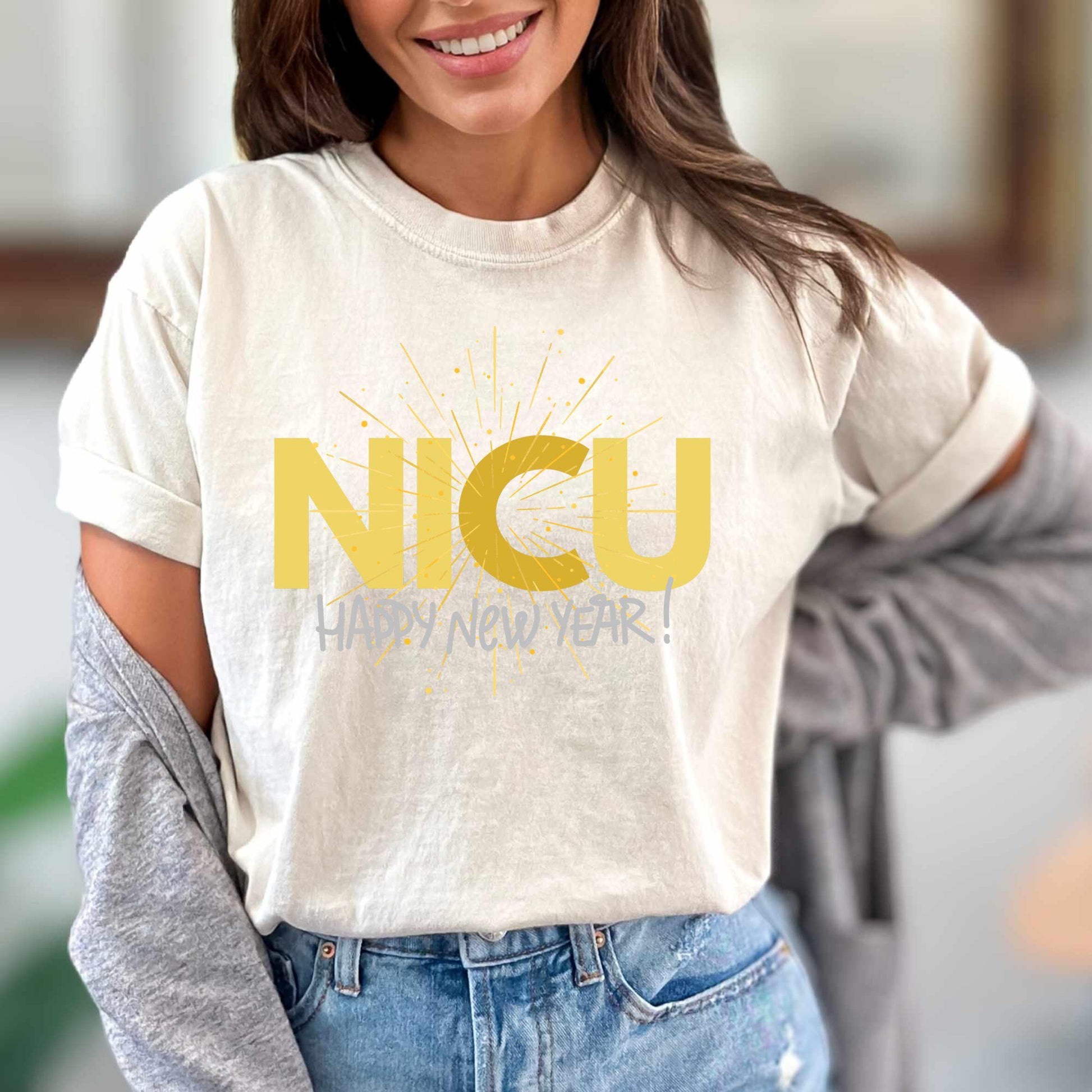 NICU Nurse New Years Shirt Comfort Colors Neonatal ICU Nurse TShirt New NYE Nicu Nurse Tee Poppin Bottles For New Years Nicu Holiday Team