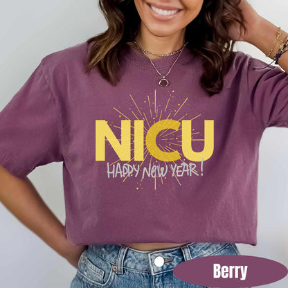 NICU Nurse New Years Shirt Comfort Colors Neonatal ICU Nurse TShirt New NYE Nicu Nurse Tee Poppin Bottles For New Years Nicu Holiday Team